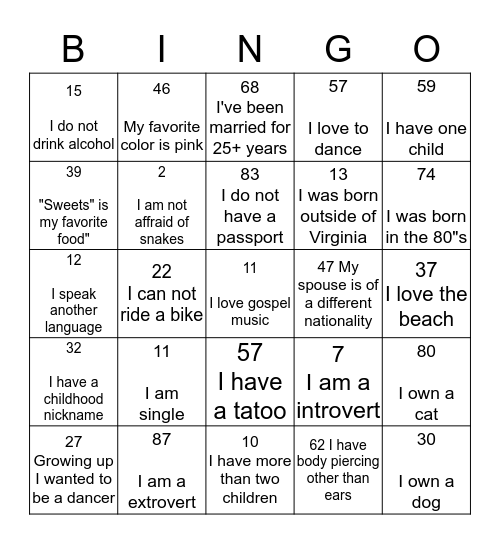"LET'S GET TO KNOW YOU" BINGO  Bingo Card