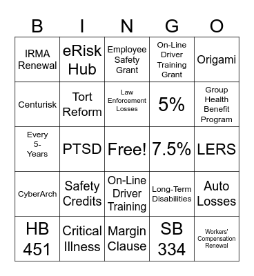 ACCG Insurance Bingo Card