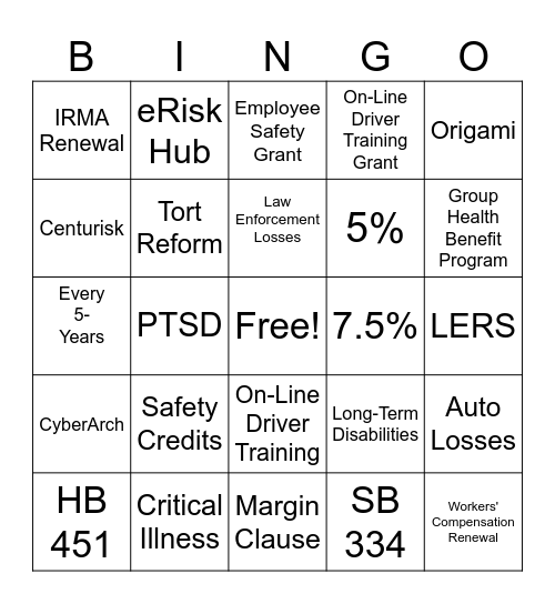 ACCG Insurance Bingo Card