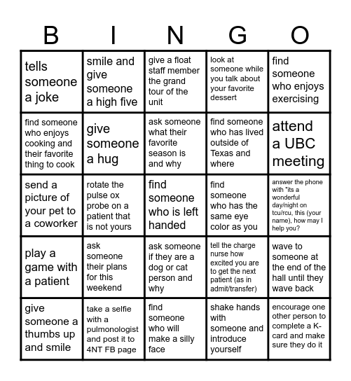 "A-Cute" Bingo Card