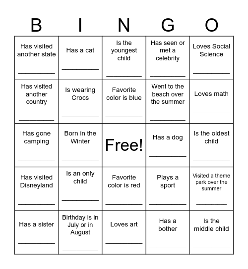 Find Someone Who... Bingo Card