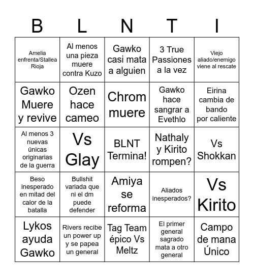 El Bingo Final Bingo Card