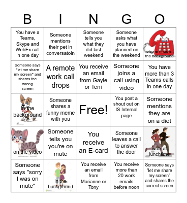 Work from Home Bingo Card