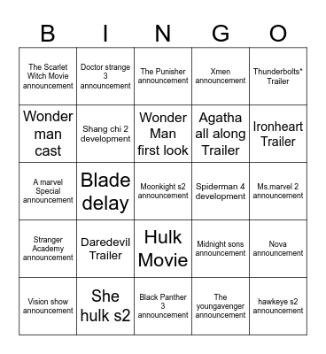 D23 Marvel Bingo Card