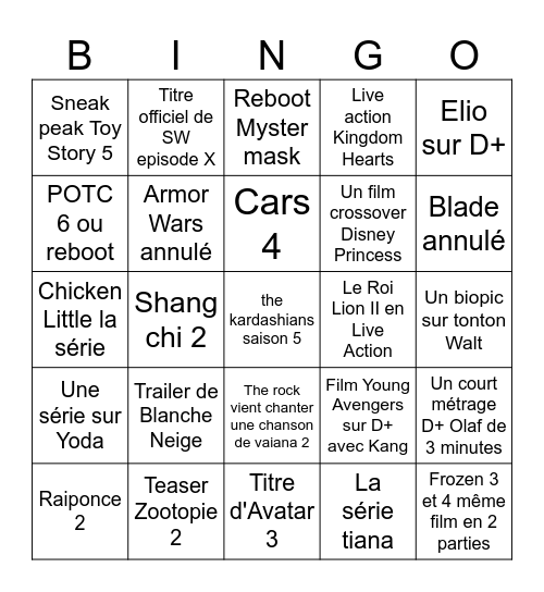 D23 - Entertainment Bingo Card