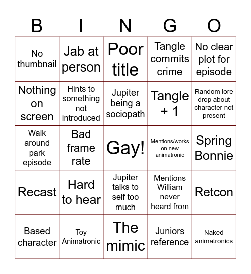 Helios Bingo Card