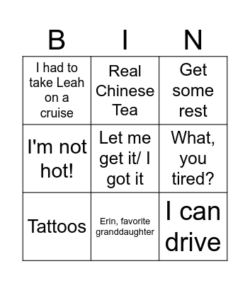 Grandpa Bingo Card