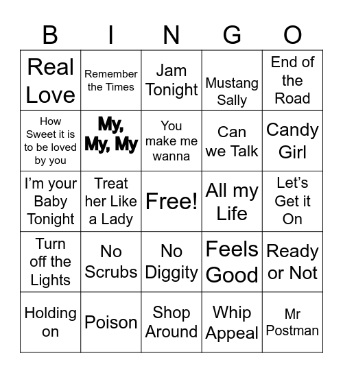 M U S I C Bingo Card