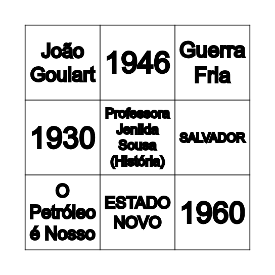 HISTÓRIA Bingo Card