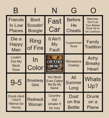 Country Hits Round Bingo Card