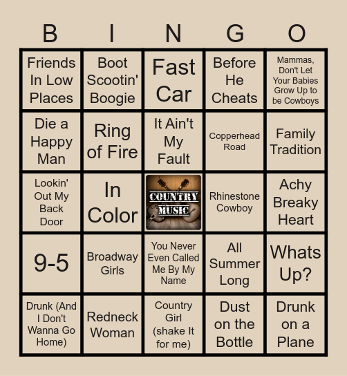 Country Hits Round Bingo Card