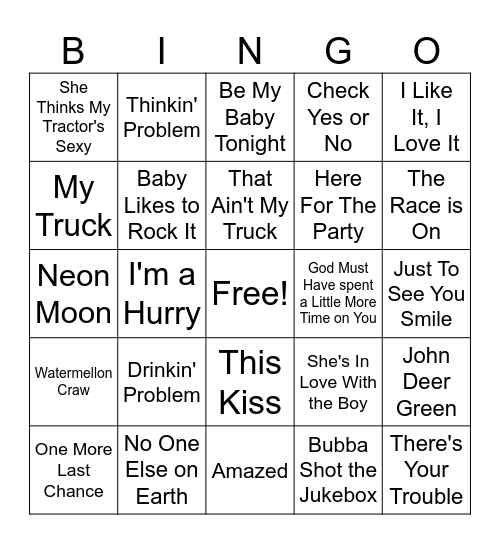 90s country Bingo Card