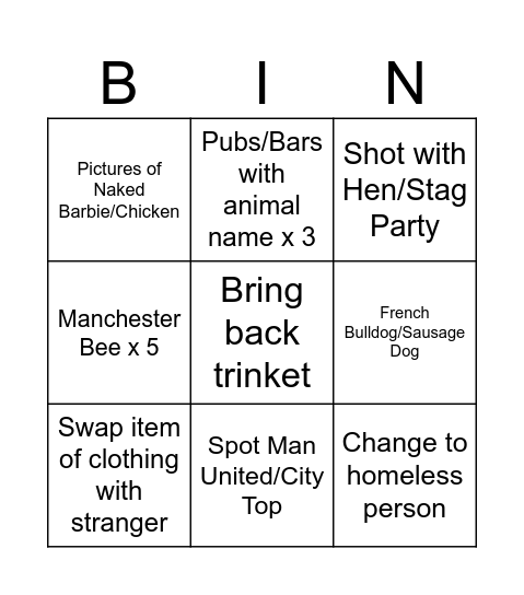 Rickie’s Birthday Bingo Card