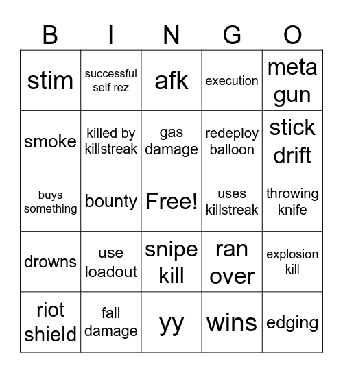 call Bingo Card