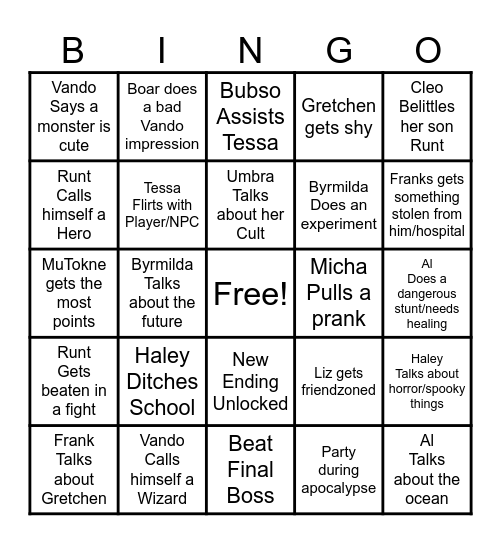 Doomsday Bingo! Bingo Card