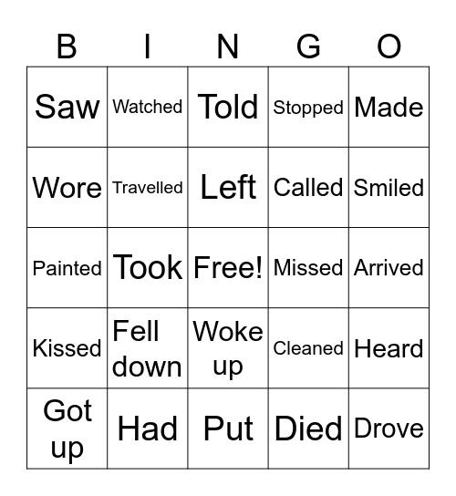 PAST SIMPLE VS PAST CONTINUOUS Bingo Card