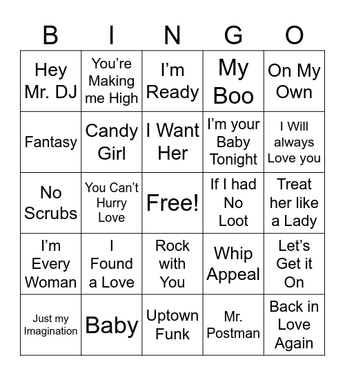 M U S I C Bingo Card