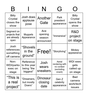 D23 Bingo Card