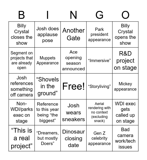 D23 Bingo Card