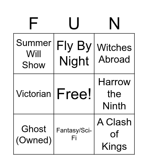 TBR Bingo (Fun Version) Bingo Card
