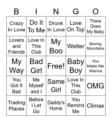 USHER Bingo Card