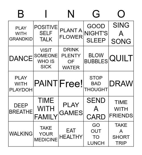 COPING SKILLS Bingo Card