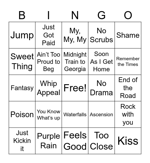 M U S I C Bingo Card