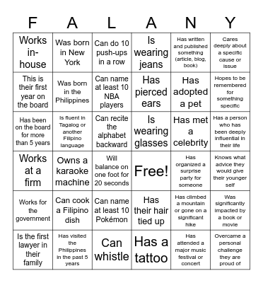 Kainan Bingo Card