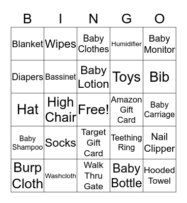 BABY BINGO Card