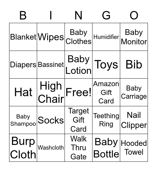 BABY BINGO Card