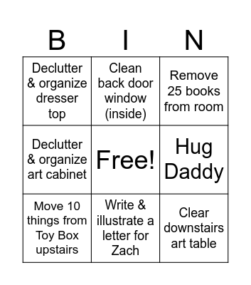 Saturday Bingo Card