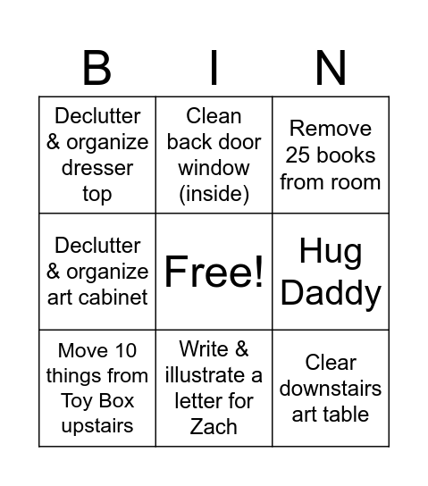 Saturday Bingo Card