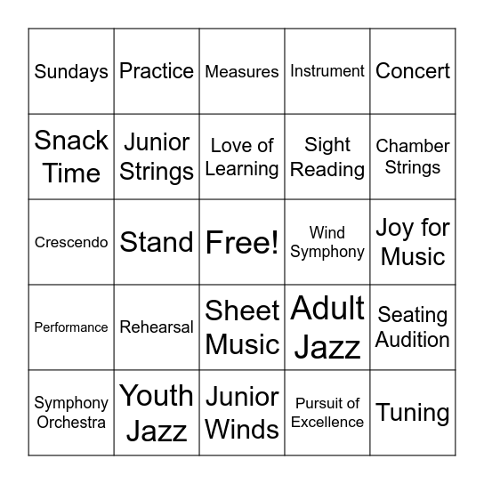 PYCO Seasonal Kickoff Bingo Card