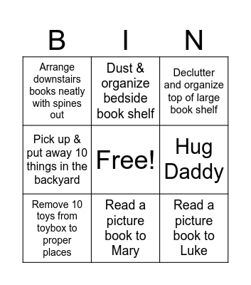 Adam Bingo Card