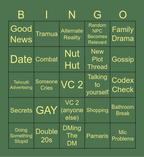 Conviction Bingo Card