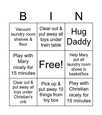 Luke Bingo Card