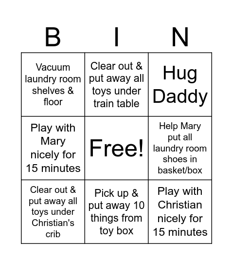 Luke Bingo Card