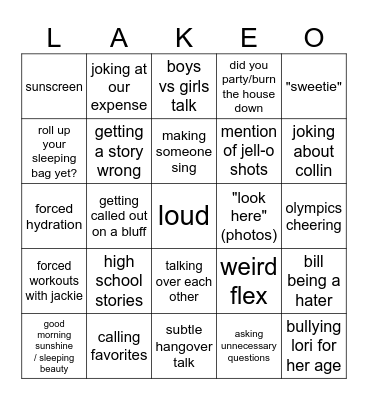 parents bingo 2024 Bingo Card