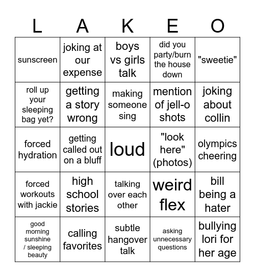 parents bingo 2024 Bingo Card