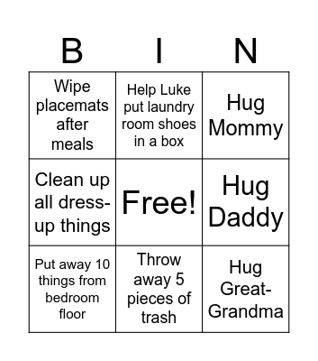 Mary Bingo Card