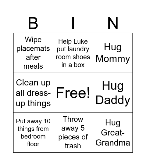 Mary Bingo Card