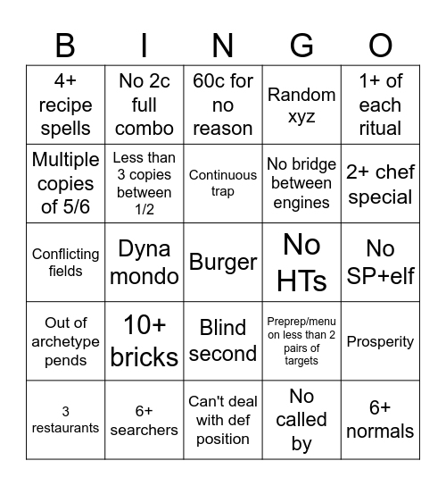 Bad list Bingo Card