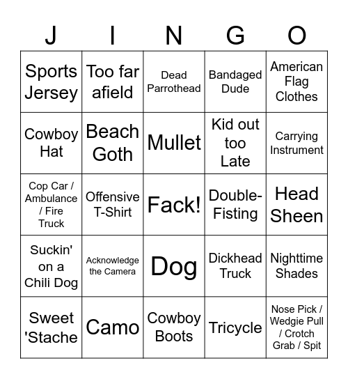 Sloppy Bones Jingo Bingo Card