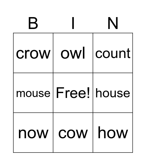 OW/OU Bingo Card