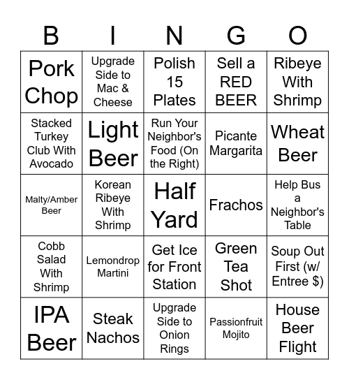 YH Server Bingo No1 Bingo Card