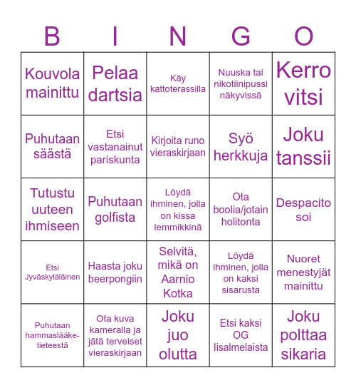 Valmistujaisbingo Card