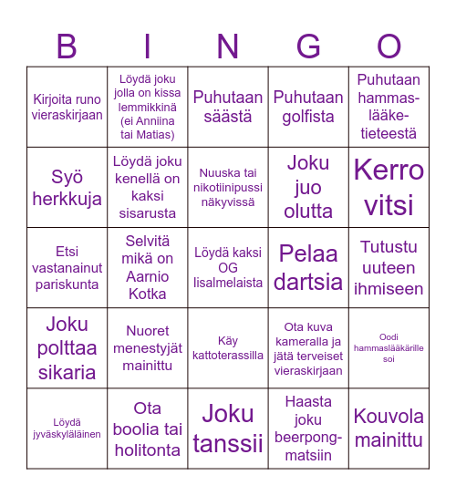 Valmistujaisbingo Card