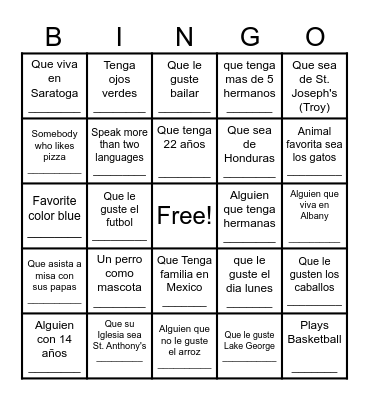 Encuentra un amigo que....... Bingo Card