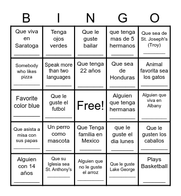 Encuentra un amigo que....... Bingo Card