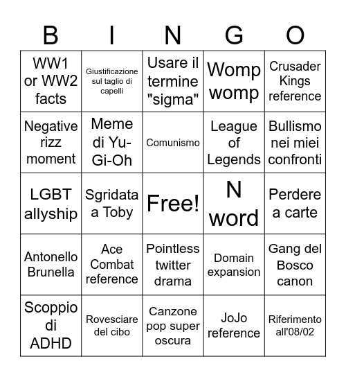 STRIDER BINGO Card
